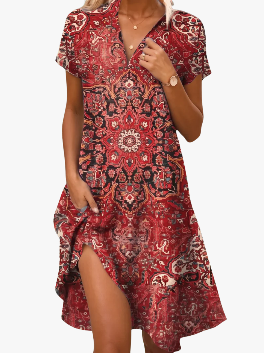 Leorine - Florales Soft-Touch-Midikleid