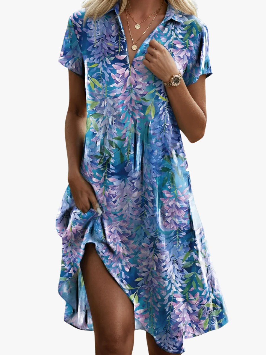 Leorine - Florales Soft-Touch-Midikleid