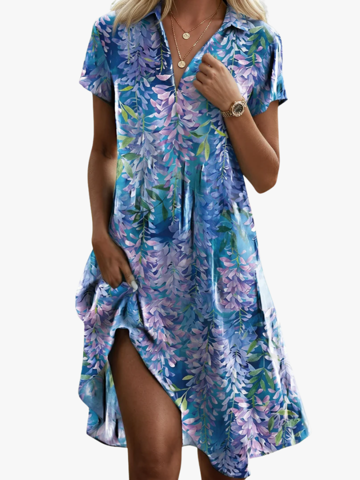 Leorine - Florales Soft-Touch-Midikleid