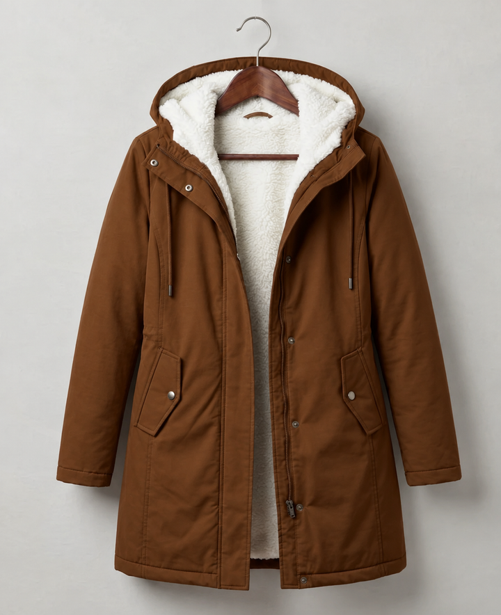 Clarice - Wasserabweisende Longline-Jacke mit Kapuze