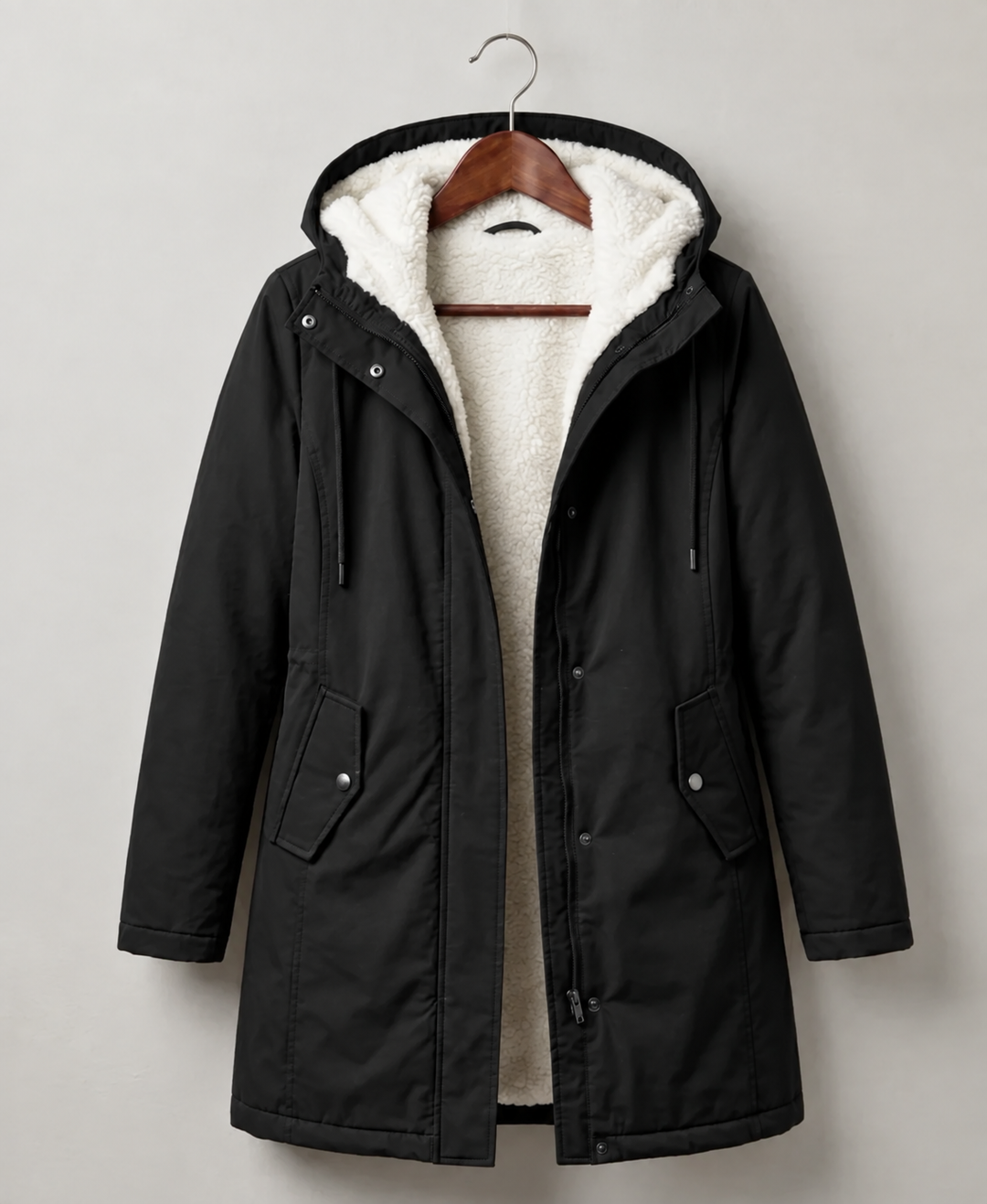 Clarice - Wasserabweisende Longline-Jacke mit Kapuze