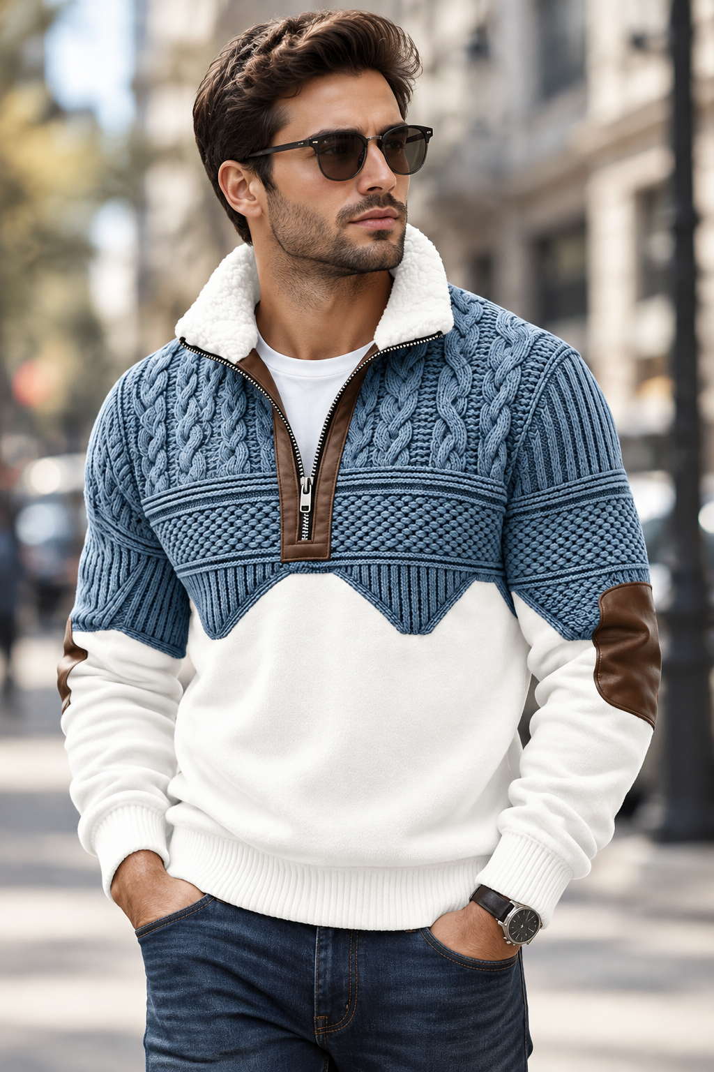 Brady - Soft-Touch-Pullover in Strickoptik