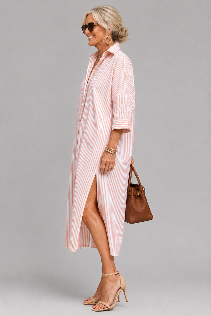 Rosabella - Knitterfreies Midikleid mit Gürtel