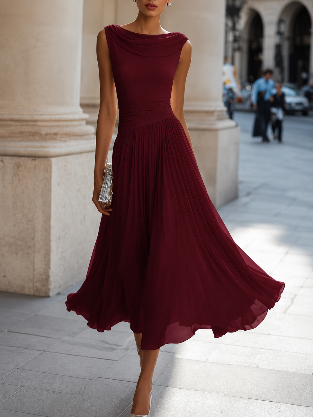 Carissa - elegantes, drapiertes Midikleid