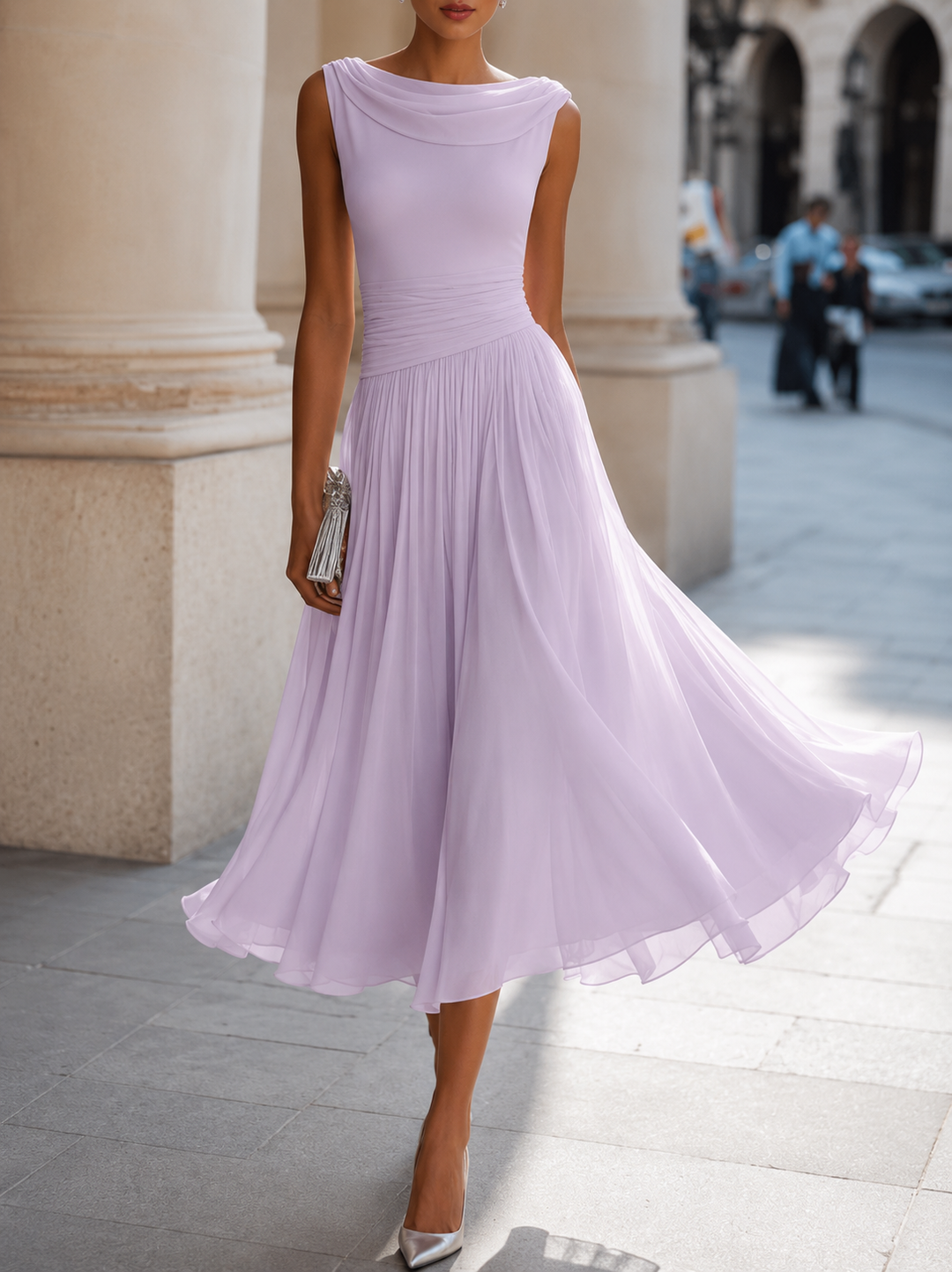 Carissa - elegantes, drapiertes Midikleid
