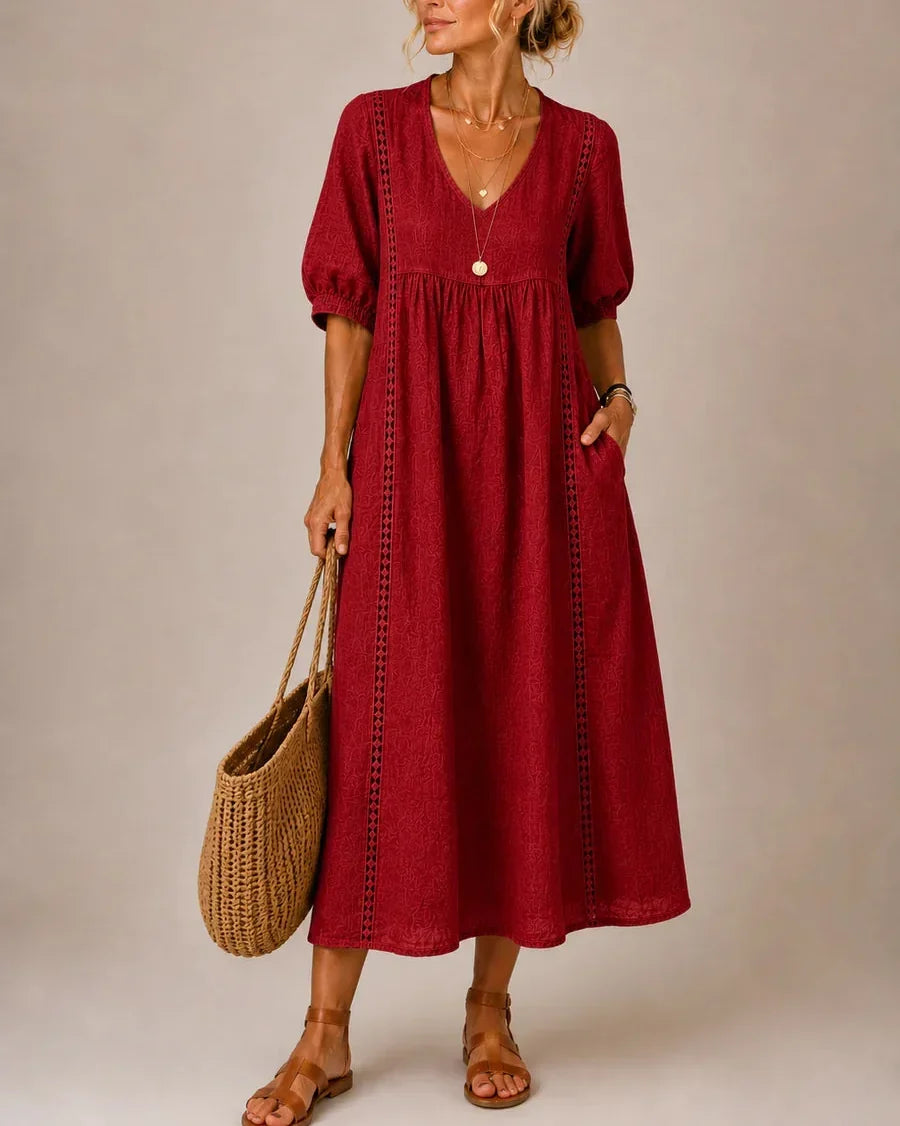 Arietta - Leinenkleid mit Spitzendetails