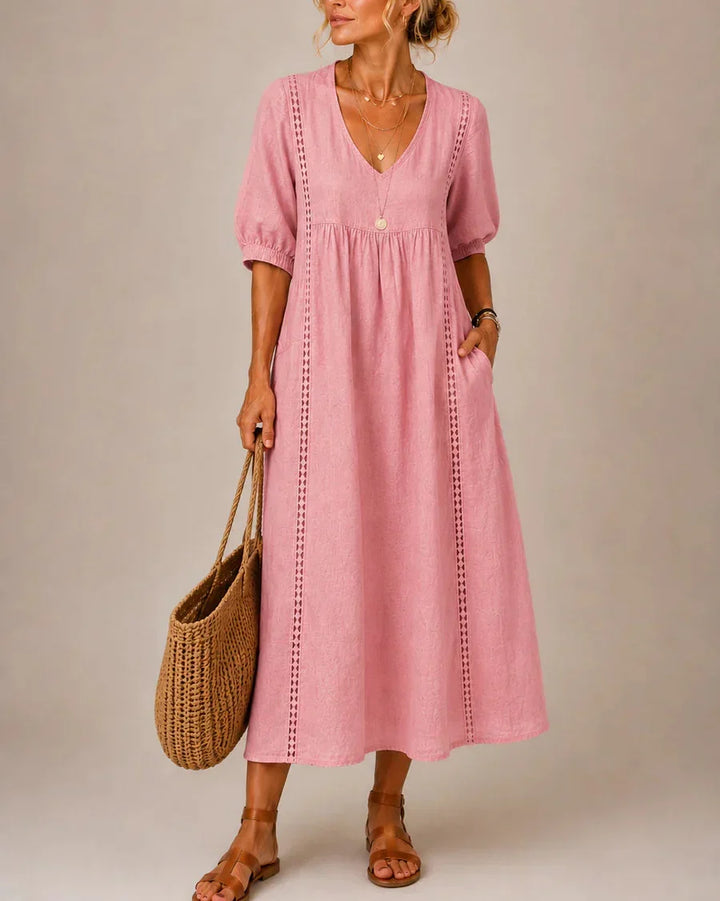Arietta - Leinenkleid mit Spitzendetails