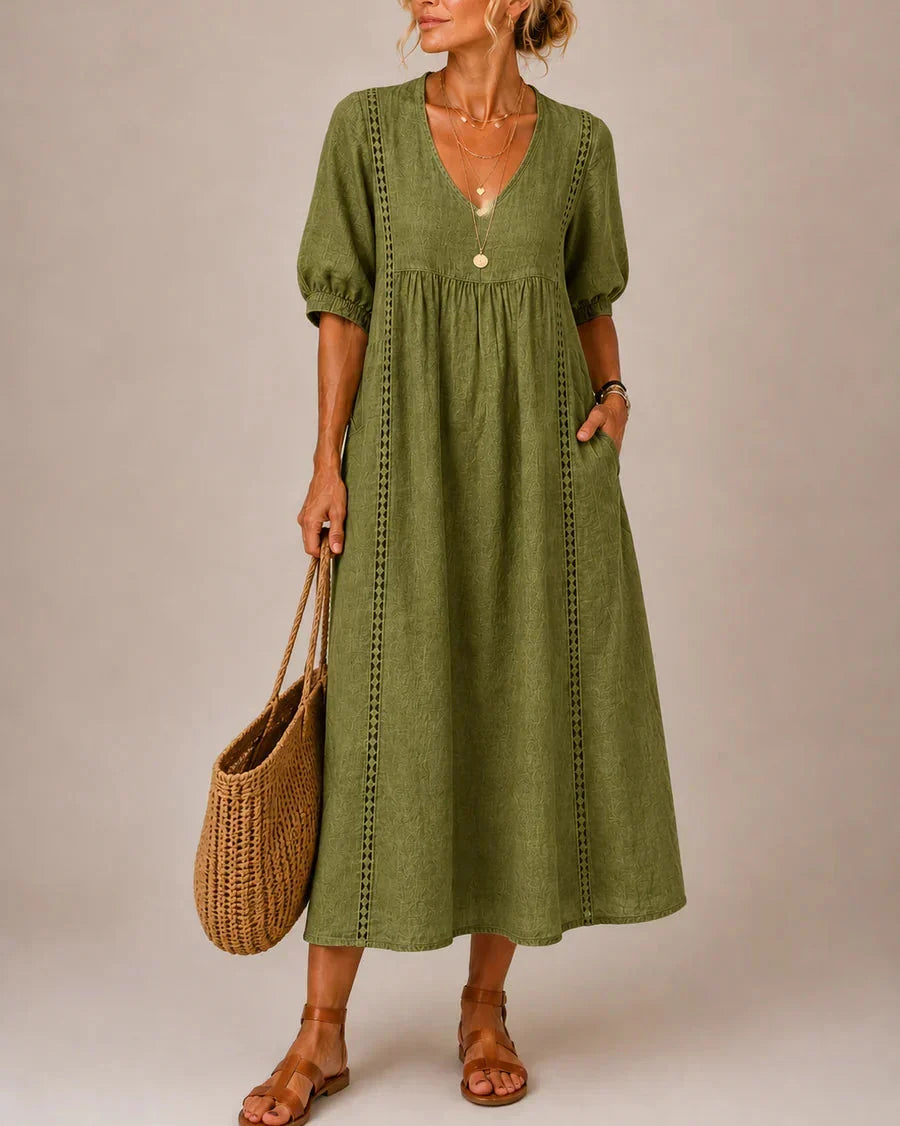 Arietta - Leinenkleid mit Spitzendetails