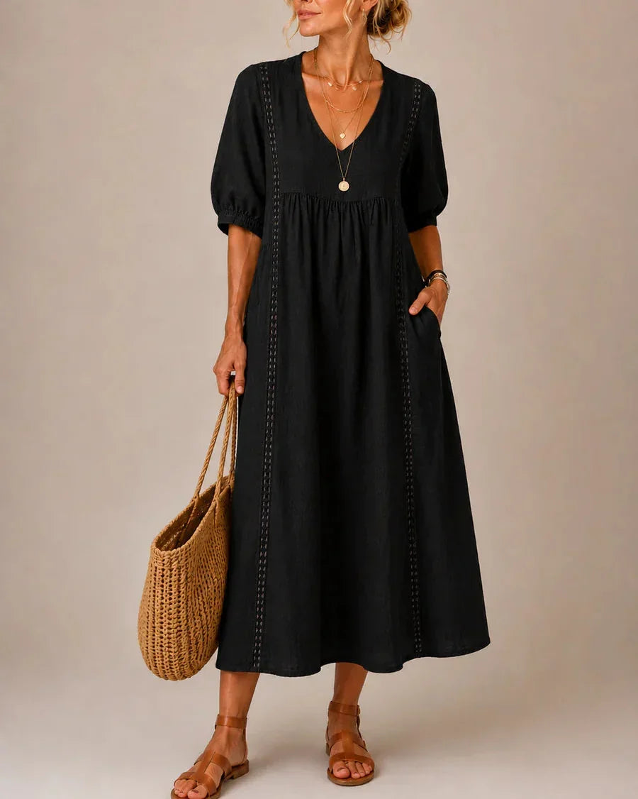 Arietta - Leinenkleid mit Spitzendetails