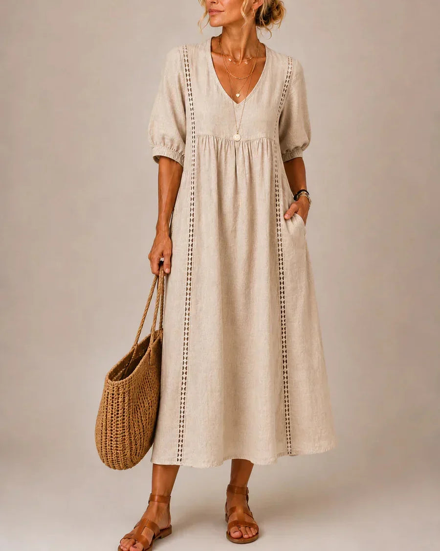 Arietta - Leinenkleid mit Spitzendetails