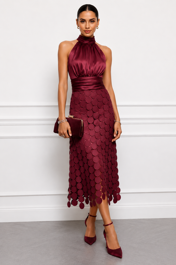 Amabel - Luxuriöses Neckholder-Midikleid