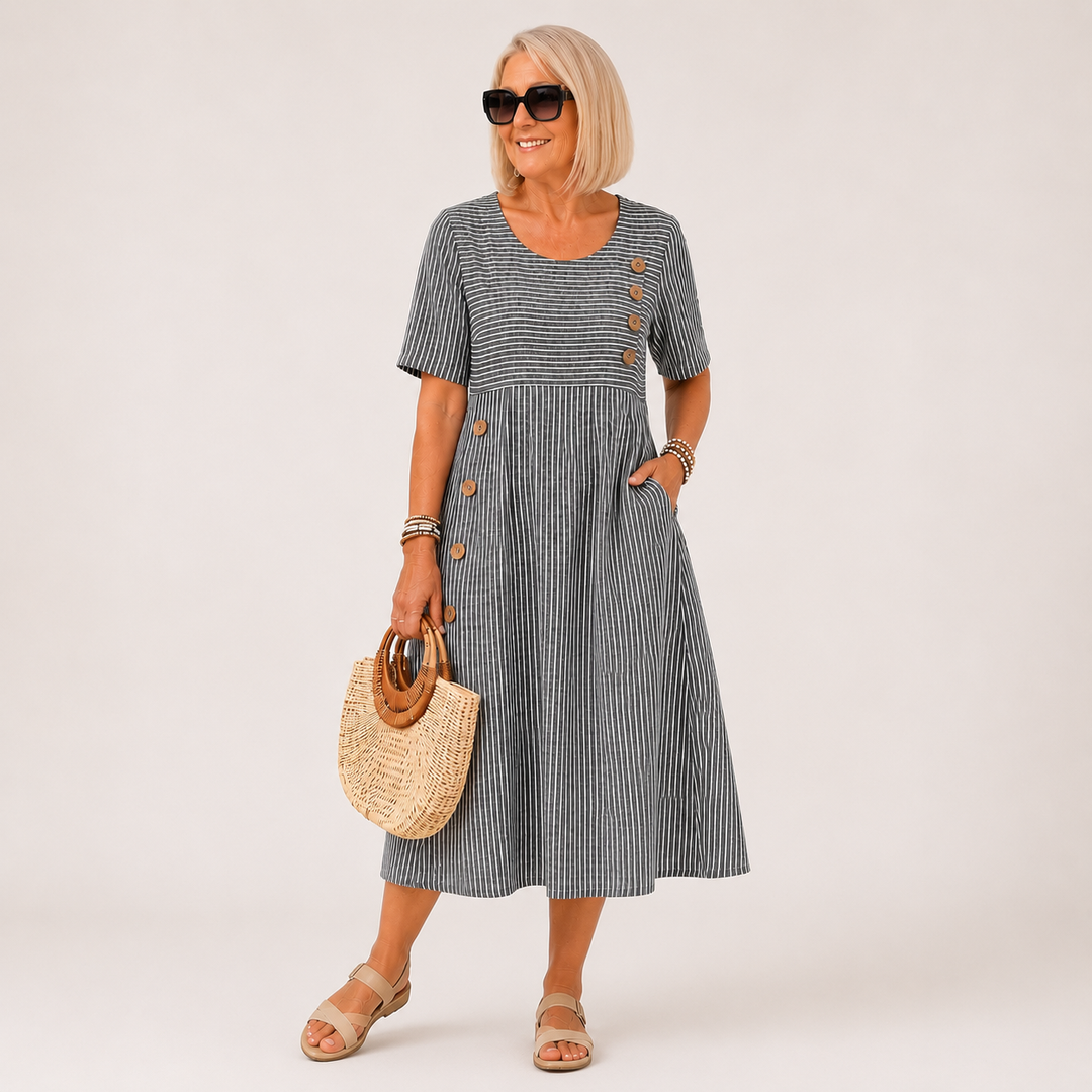 Carmina - Gestreiftes Soft-Touch-Midikleid