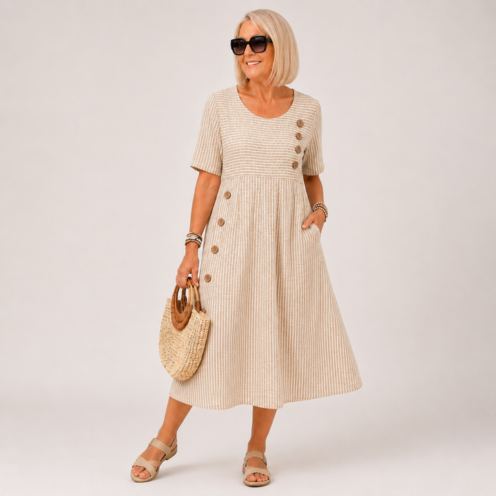 Carmina - Gestreiftes Soft-Touch-Midikleid
