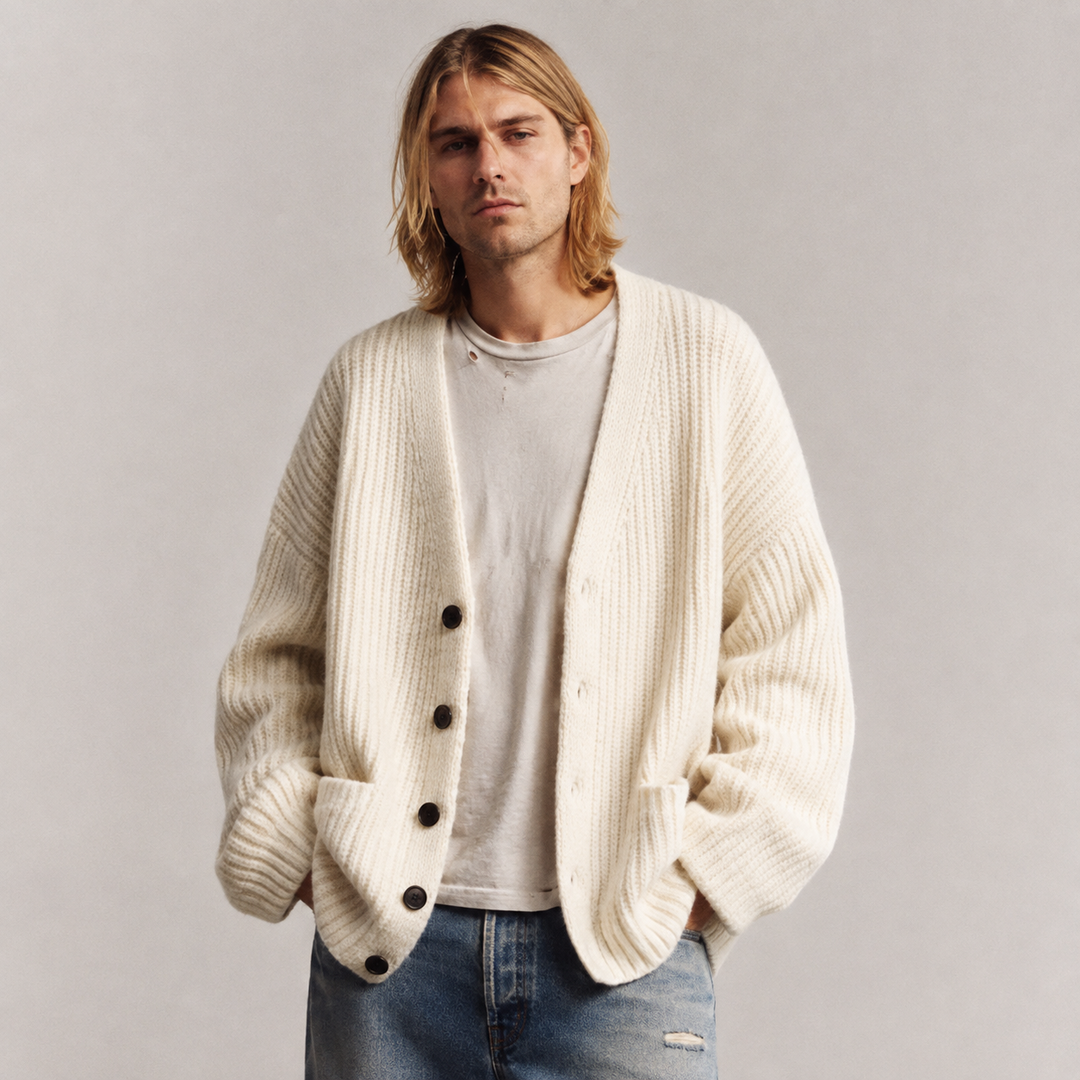 Galienne - Soft-Touch Oversize-Cardigan mit V-Ausschnitt