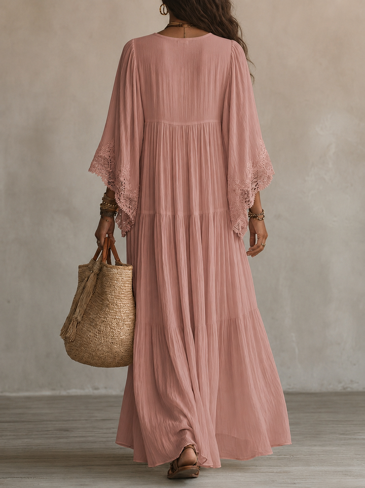 Aerinne - Luftiges plissiertes Maxikleid