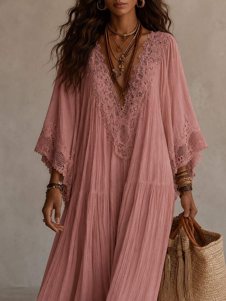 Aerinne - Luftiges plissiertes Maxikleid