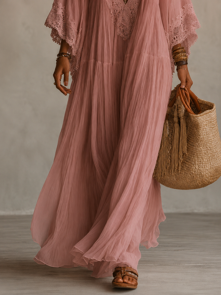 Aerinne - Luftiges plissiertes Maxikleid