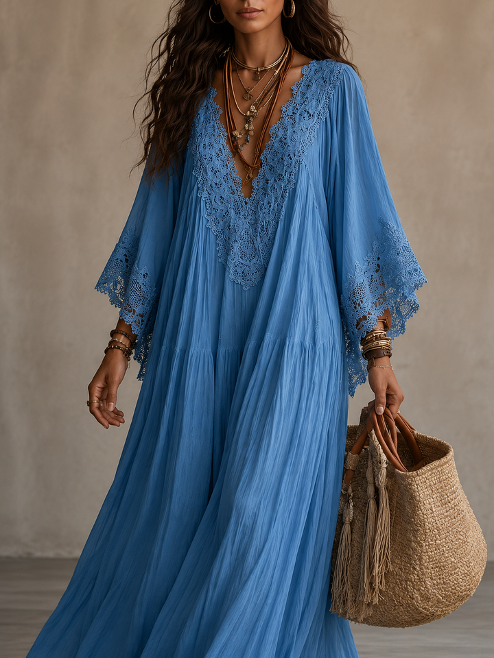 Aerinne - Luftiges plissiertes Maxikleid