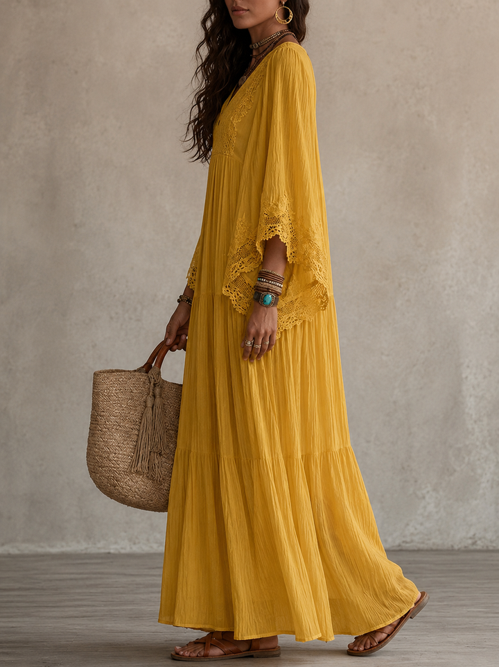 Aerinne - Luftiges plissiertes Maxikleid