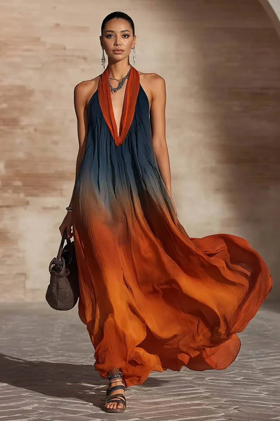 Calissa - Superweiches Neckholder-Maxikleid