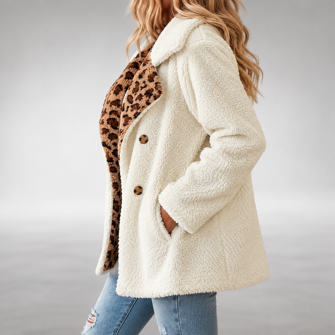 Aerona - Teddy-Mantel mit Soft-Touch-Leopardenmuster