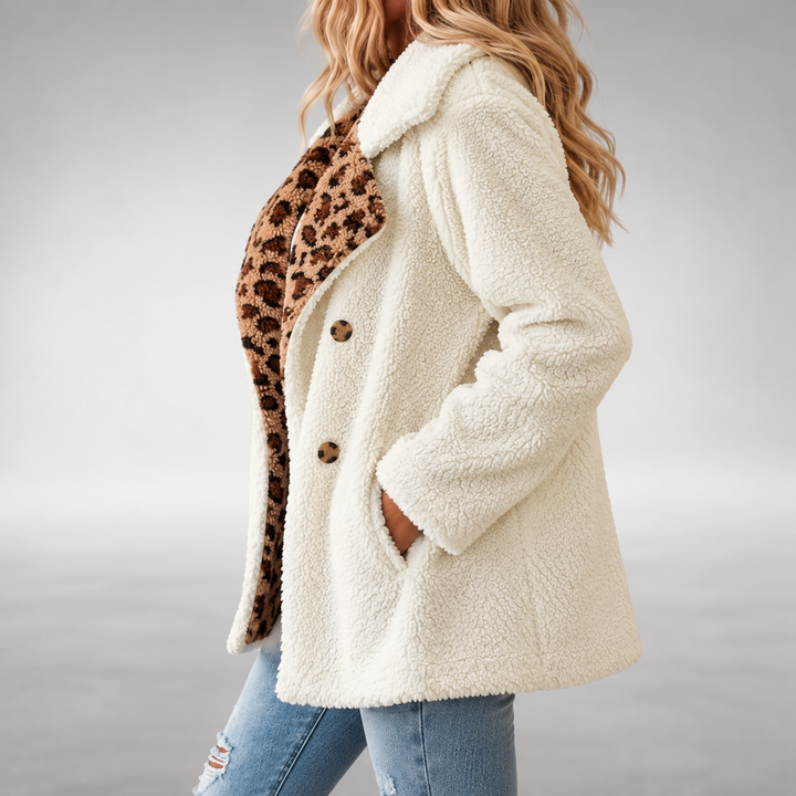 Aerona - Teddy-Mantel mit Soft-Touch-Leopardenmuster