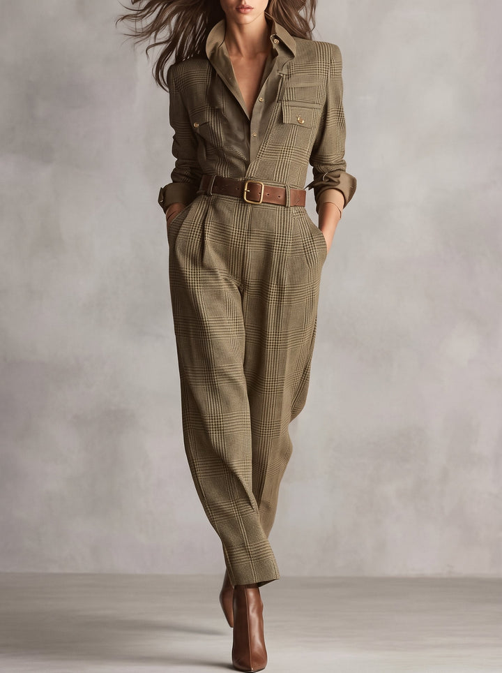 Eulie - Karo-Jumpsuit mit Gürtel