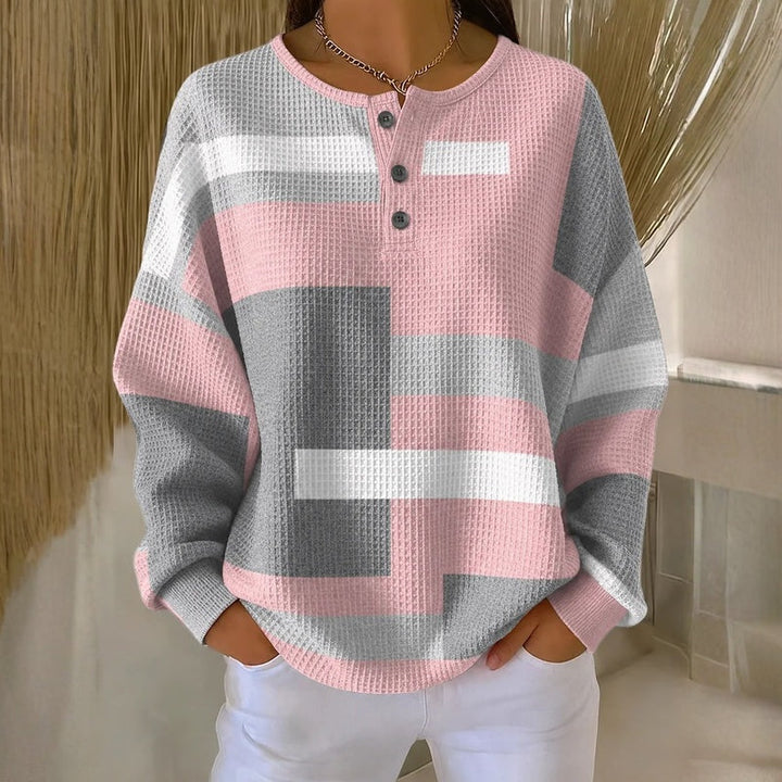 Aimee - Weicher Colourblock-Pullover mit Knopfdetails