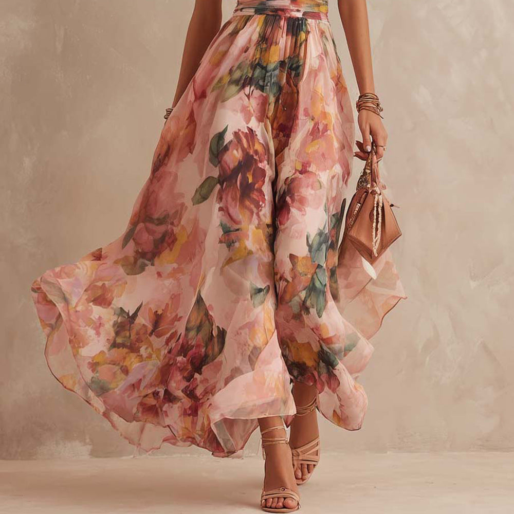 Alisa - Zartes One-Shoulder-Maxikleid mit floralem Muster