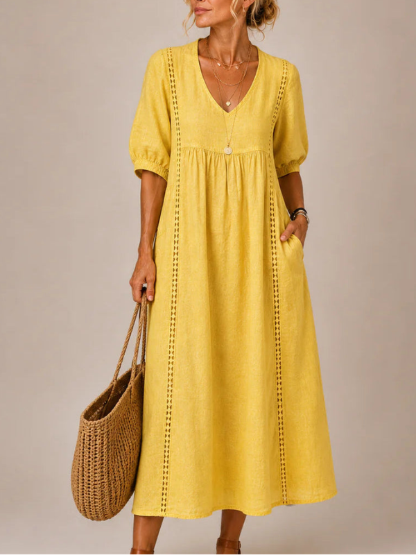 Arietta - Leinenkleid mit Spitzendetails