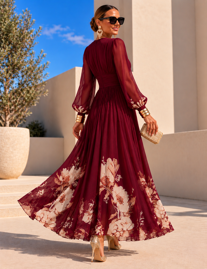 Pirelle - Tailliertes florales Maxikleid
