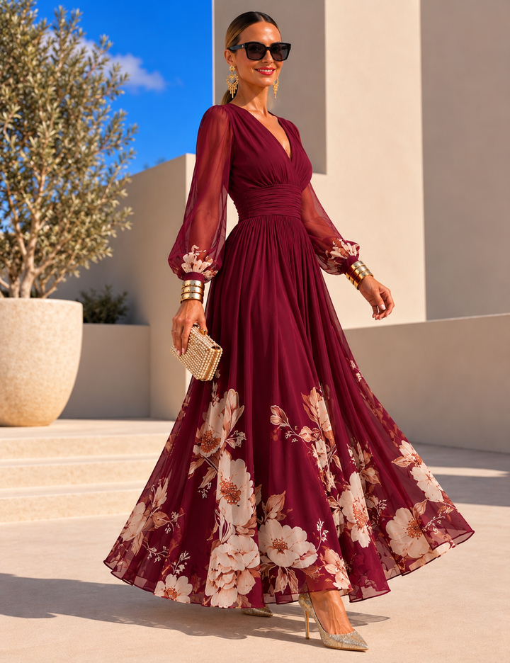 Pirelle - Tailliertes florales Maxikleid