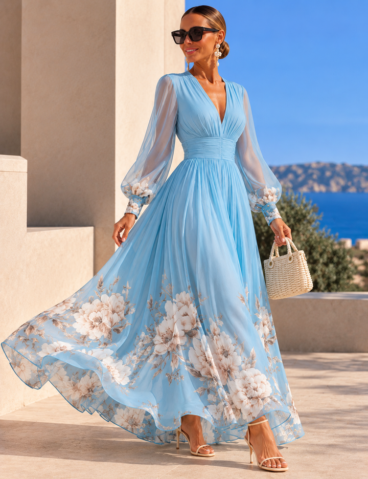 Pirelle - Tailliertes florales Maxikleid