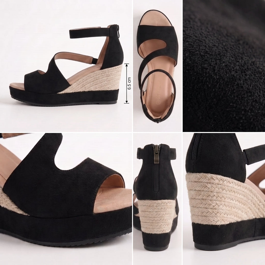 Eluned - Gepolsterte Keilsandalen
