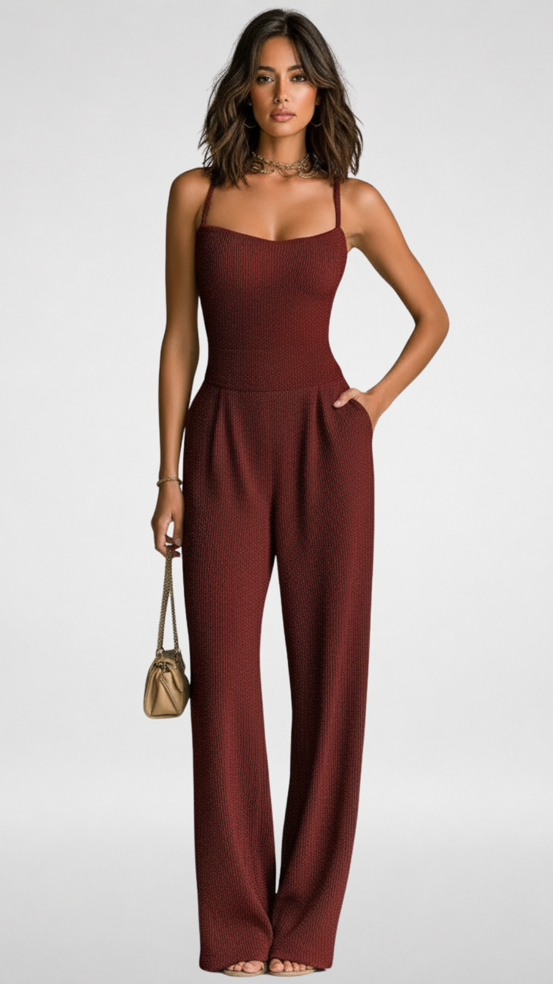 Audrina - Weicher Stretch-Jumpsuit mit weitem Bein