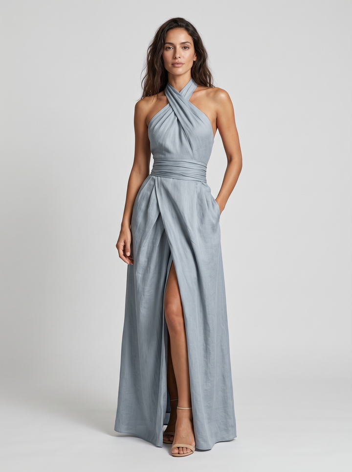 Novalyn - Skulpturales Neckholder-Abendkleid