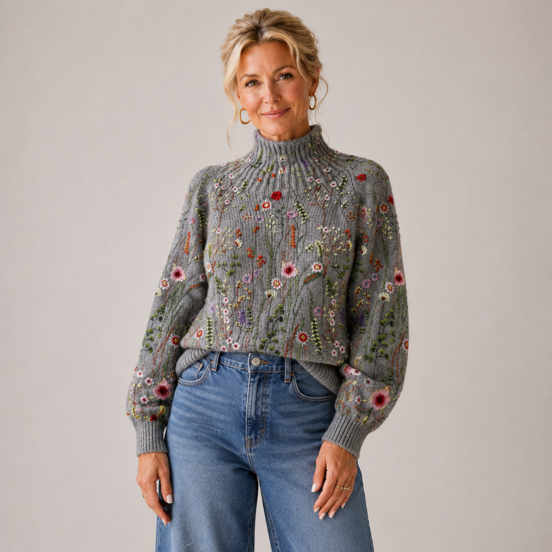 Adorelia - Weicher floraler Strickpullover