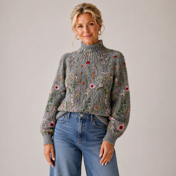 Adorelia - Weicher floraler Strickpullover