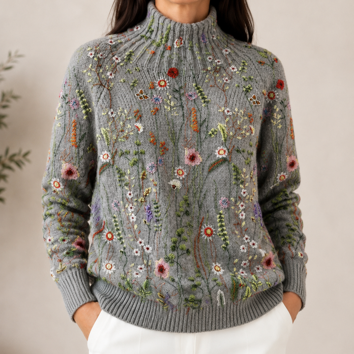 Adorelia - Weicher floraler Strickpullover