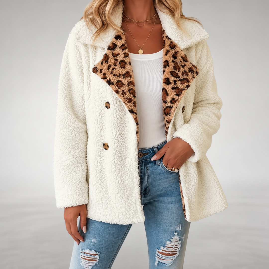 Aerona - Teddy-Mantel mit Soft-Touch-Leopardenmuster