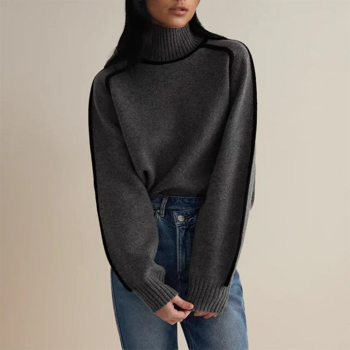 Flora - Legerer Pullover mit Kontrastbesatz