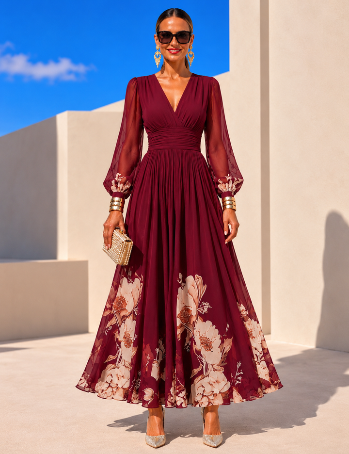 Pirelle - Tailliertes florales Maxikleid