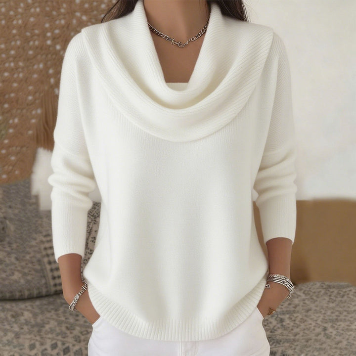 Mirelia - Drapierter Pullover mit Wasserfallkragen