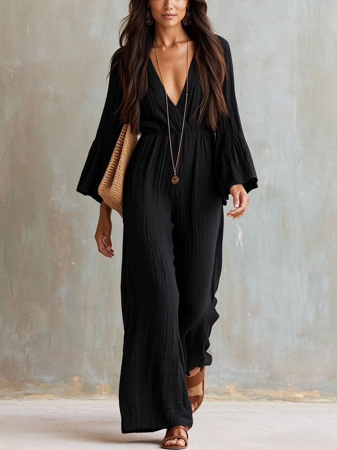 Florabelle - Weitbeiniger Soft-Touch-Jumpsuit