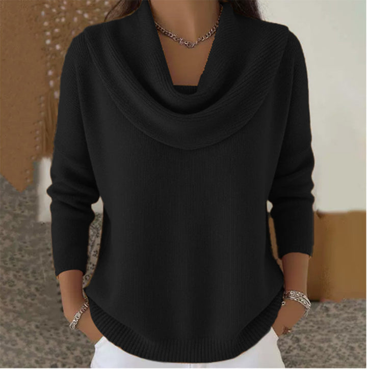 Mirelia - Drapierter Pullover mit Wasserfallkragen
