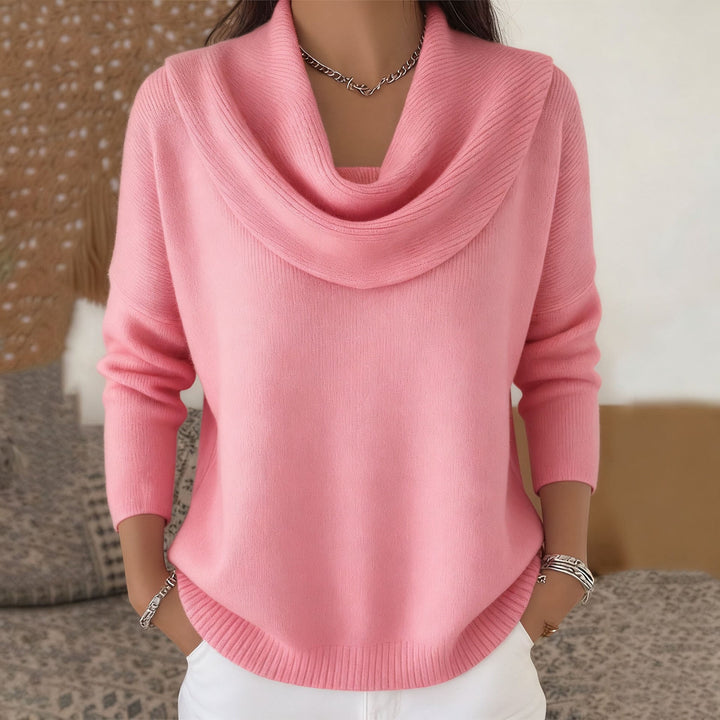Mirelia - Drapierter Pullover mit Wasserfallkragen