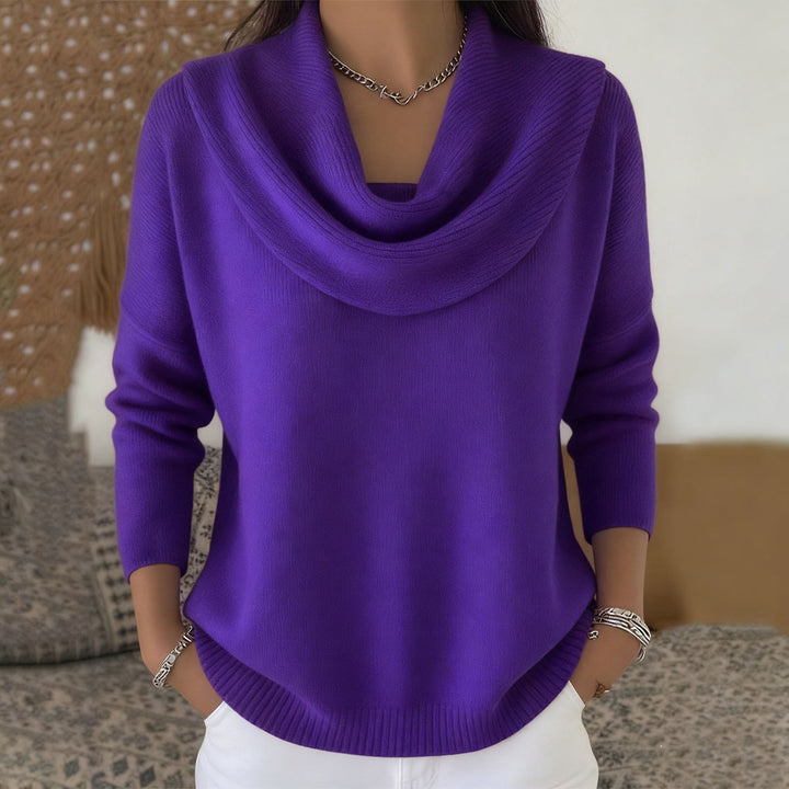 Mirelia - Drapierter Pullover mit Wasserfallkragen