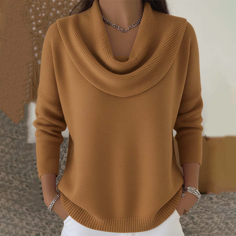 Mirelia - Drapierter Pullover mit Wasserfallkragen