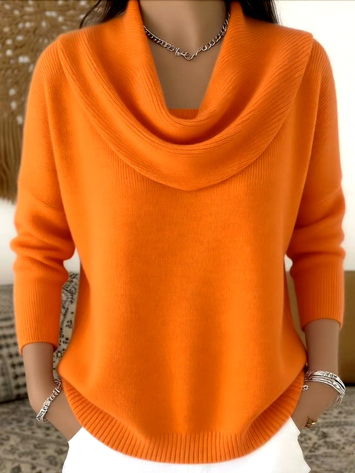 Mirelia - Drapierter Pullover mit Wasserfallkragen