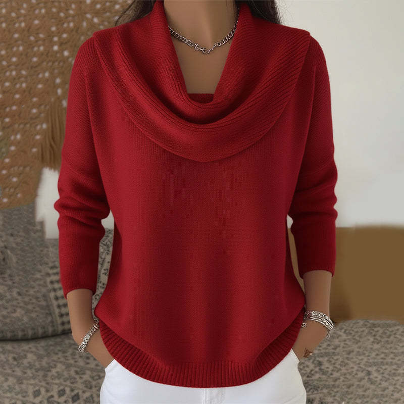 Mirelia - Drapierter Pullover mit Wasserfallkragen